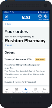 Order screen for Rushton Pharmacy Harrow