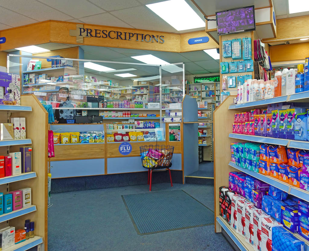 Prescription counter at Rushton Pharmacy Harrow